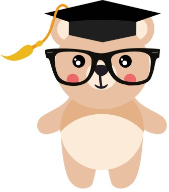 Mezuniyet şapkalı sevimli oyuncak ayı.