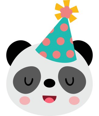 Doğum günü partisi şapkalı şirin panda surat.