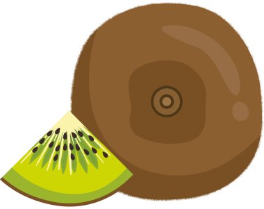 Kivi meyvesi ve küçük dilimli kivi.