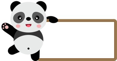 Boş afişi olan sevimli panda