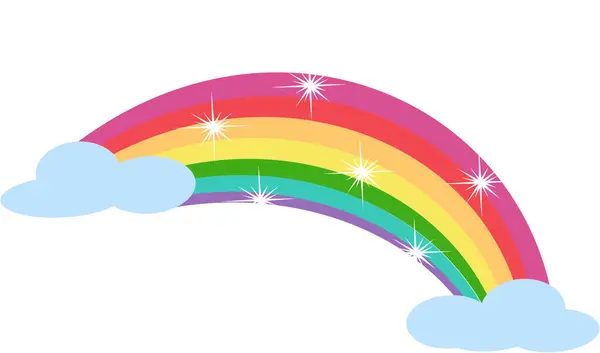 雲と星の魔法の虹 — ストックベクタ