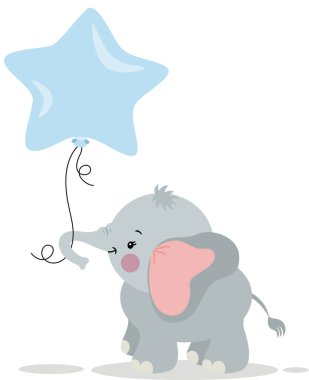 Yıldız balonu tutan şirin bir fil.