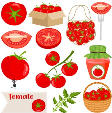 Kırmızı taze domatesin dijital kolajını ayarla