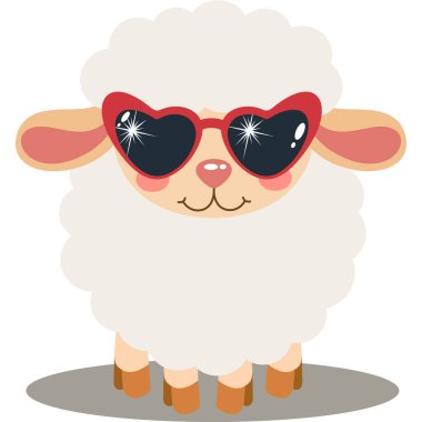 Kalp gözlüklü komik koyun.