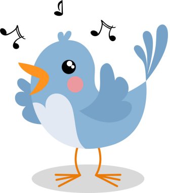 Sevimli mutlu mavi kuş şarkı söylüyor.