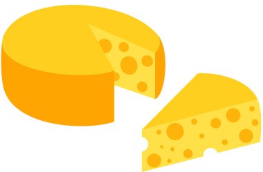 Sarı tekerlek peynir bloğu ve dilimi