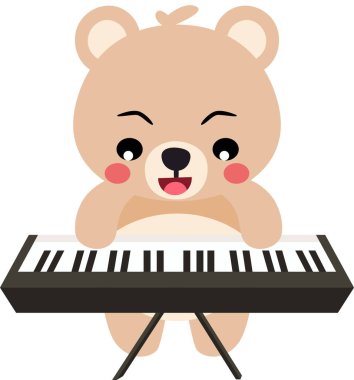 Piyano çalan komik oyuncak ayı