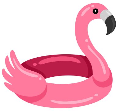 Pembe flamingo şişirilebilir havuz yüzüyor