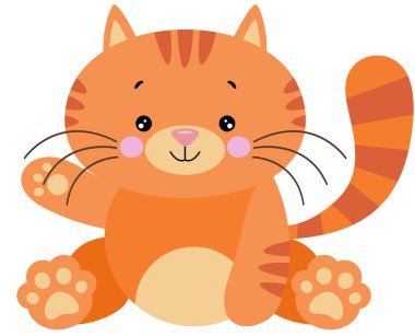 Sevimli ve dost canlısı kedi el sallıyor.