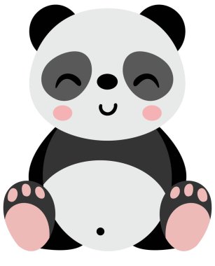 Küçük şirin panda tek başına oturuyor.