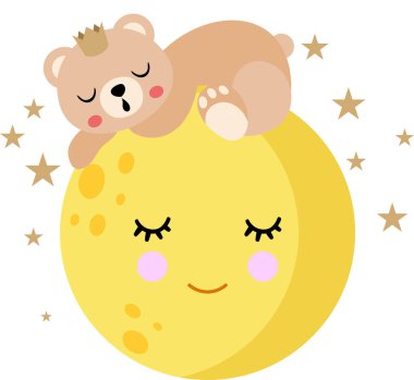 Küçük oyuncak ayı tatlı ayın üstünde uyuyor.