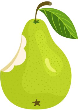 Beyazın üzerinde yeşil armut yenmiş.