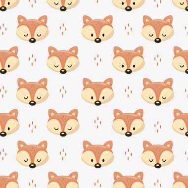 Şirin tilki suratlı kusursuz bir desen.