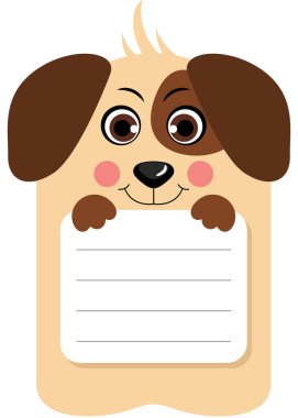 Şirin köpek not defteri çıkartması ve okul etiketi.