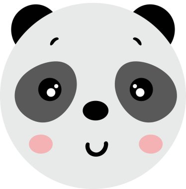 Arkadaş canlısı, sevimli panda yüzü izole edilmiş.