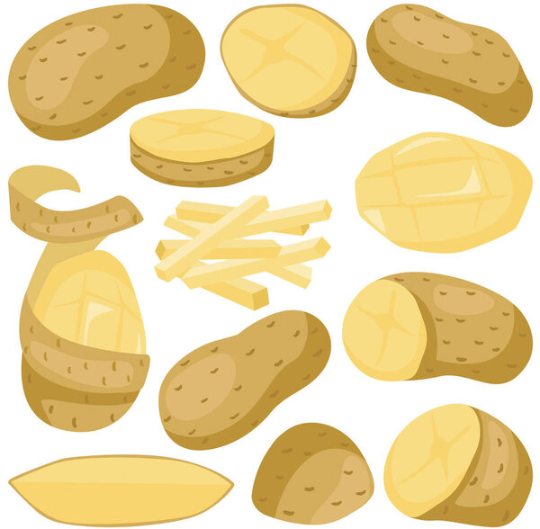 Набор цифрового коллажа из свежей картошки