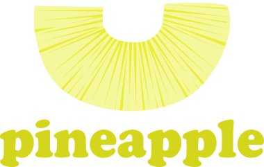 Altında kelime ananası olan bir dilim ananas.