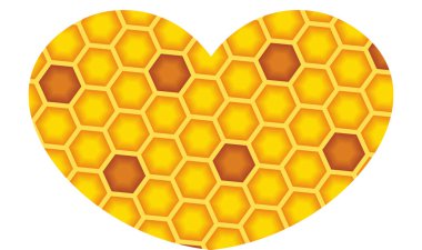 Tatlı kalp şeklinde bal peteği.