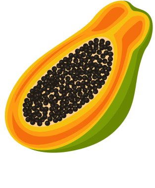 Yarım olgun papaya beyazda izole edildi.