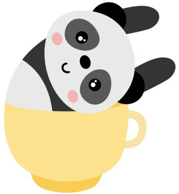 Sarı fincanın içindeki şirin panda.