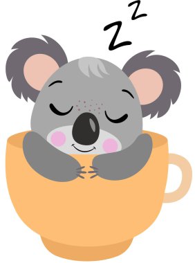 Turuncu bardakta uyuyan sevimli koala.