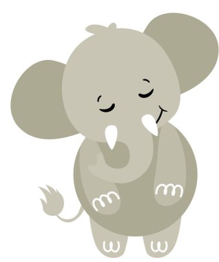 Şirin ve dost canlısı gri fil duruyor.