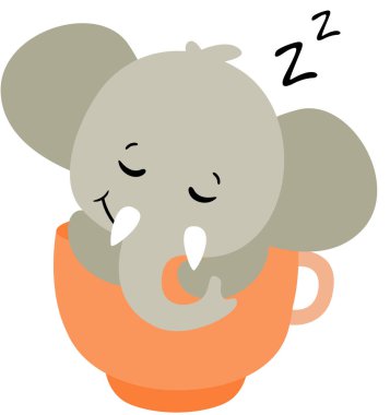 Turuncu bardakta uyuyan şirin bir fil.