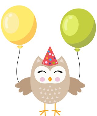 İki balonlu şirin doğum günü baykuşu.