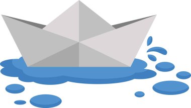 Origami kağıt teknesi suda.