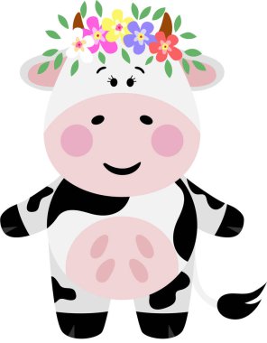 Başında çelenk olan sevimli inek.