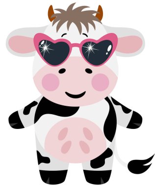 Kalp gözlüklü komik koyun ineği.