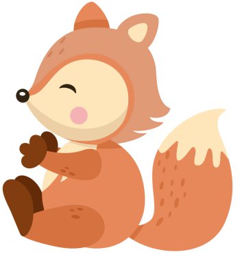 Şirin dost canlısı bebek tilki oturuyor.