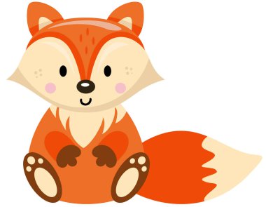 Sevimli tilki bembeyaz otururken