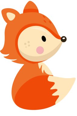 Beyaz üzerinde yalnız oturan şirin tilki.