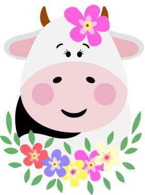 Kafasında çelenk olan şirin bir inek.