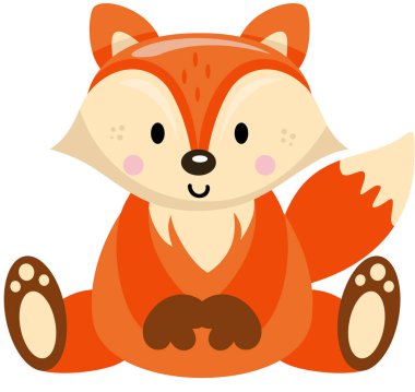 Beyaz üzerinde yalnız oturan şirin tilki.