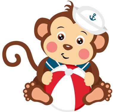 Top tutan sevimli denizci maymunu