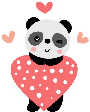 Adorable happy panda with heart clipart