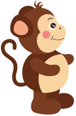 Sevimli maymun beyazın üzerinde tek başına duruyor.