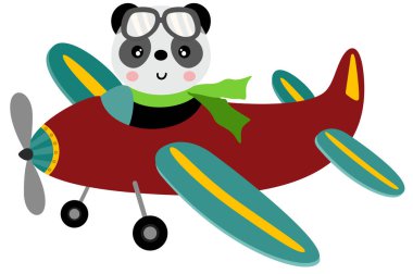 Uçaklı komik havacı panda.