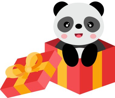 Şirin panda kırmızı hediyeyi açıyor.