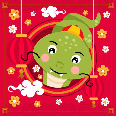 Mutlu Çin Yılan YıIbaşı 2025 Kutlama Kartı