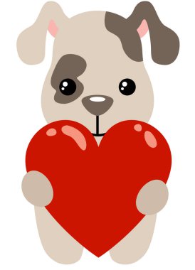 Kırmızı kalpli komik bir köpek.