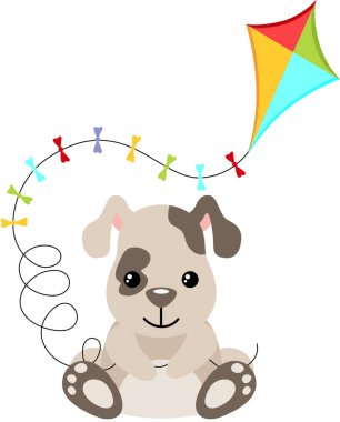 Uçurtma tutan sevimli bir köpek.