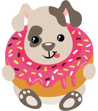 Lezzetli bir çöreğin içinde şirin bir köpek yavrusu