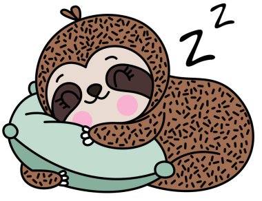 Yastıkla uyuyan şirin tembel hayvan.