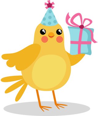 Mutlu yıllar hediye kutulu sarı kuş.