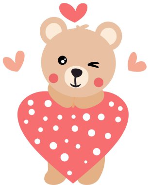 Sevimli, mutlu, yürekli bir oyuncak ayı.