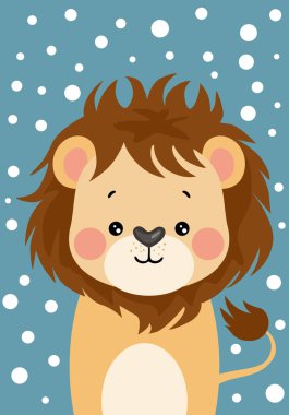 Tatlı aslanlı güzel bir illüstrasyon.