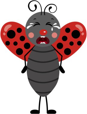 Tatlı uğur böceği üzgün ve ağlıyor